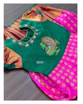 Hand-Painted Peacock Motif Designer Blouse – Traditional Silk Art