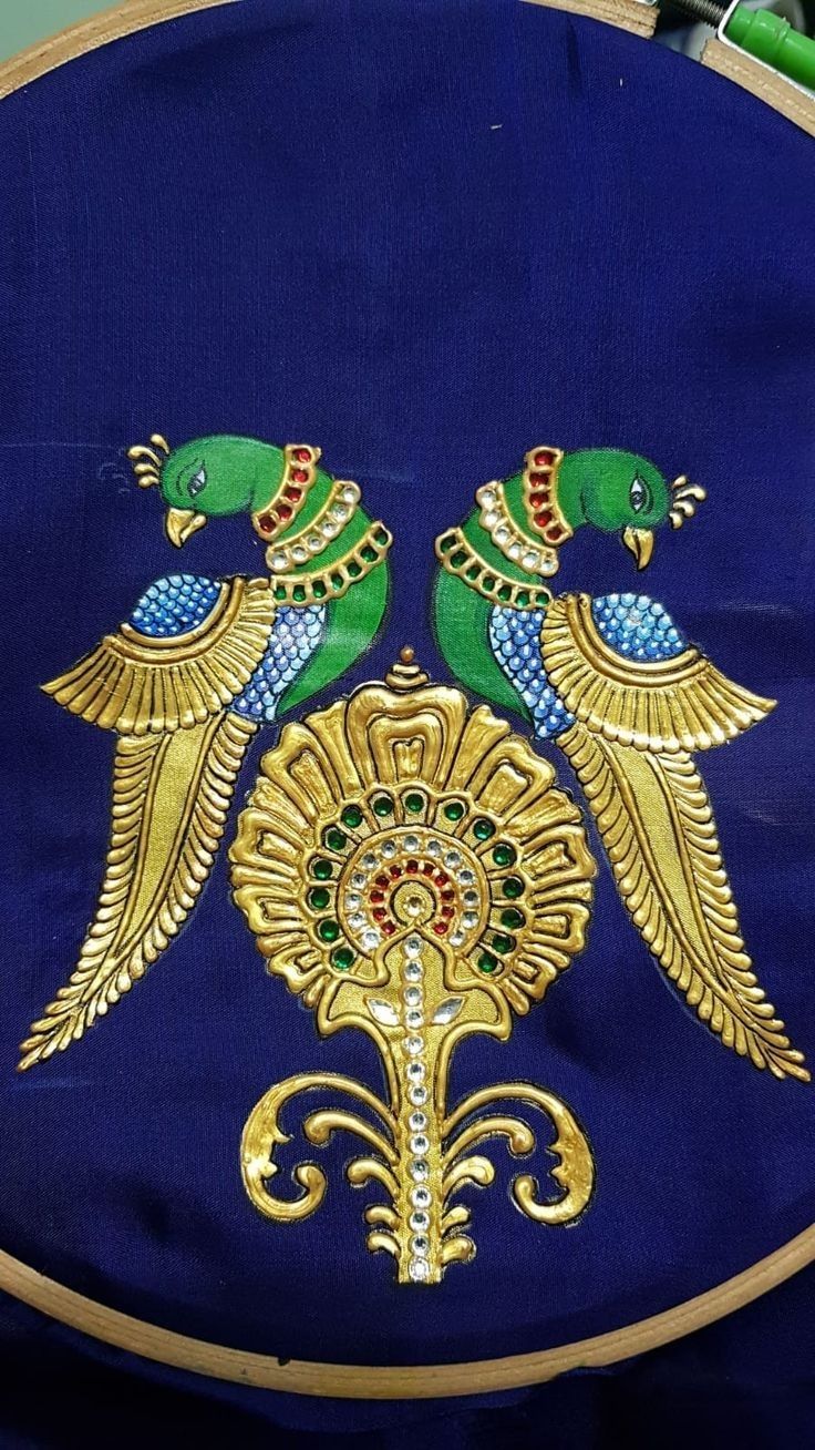 Twin Parrot Heritage Fabric Painting