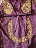 Hand-Painted Thanjavur Paisley & Floral Purple Blouse