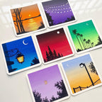 Handpainted Mini Canvas Art Set with Wooden Stands (Set of 7)