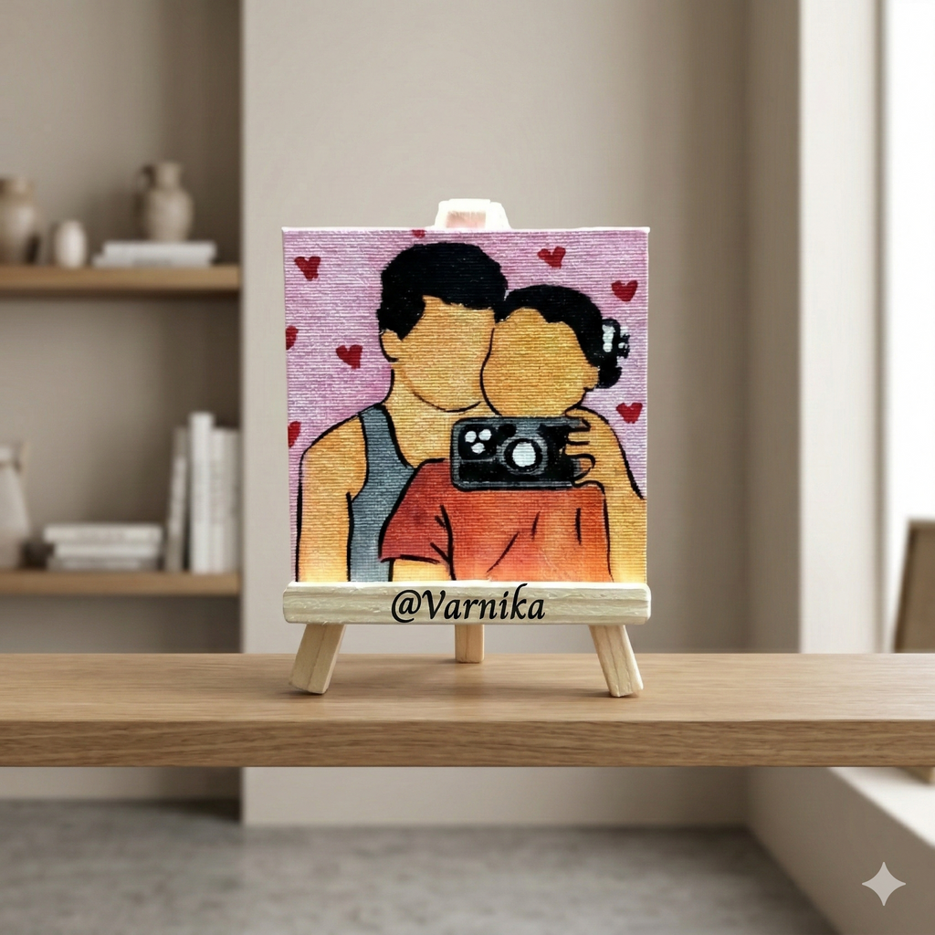 Faceless Couple Doodle Canvas