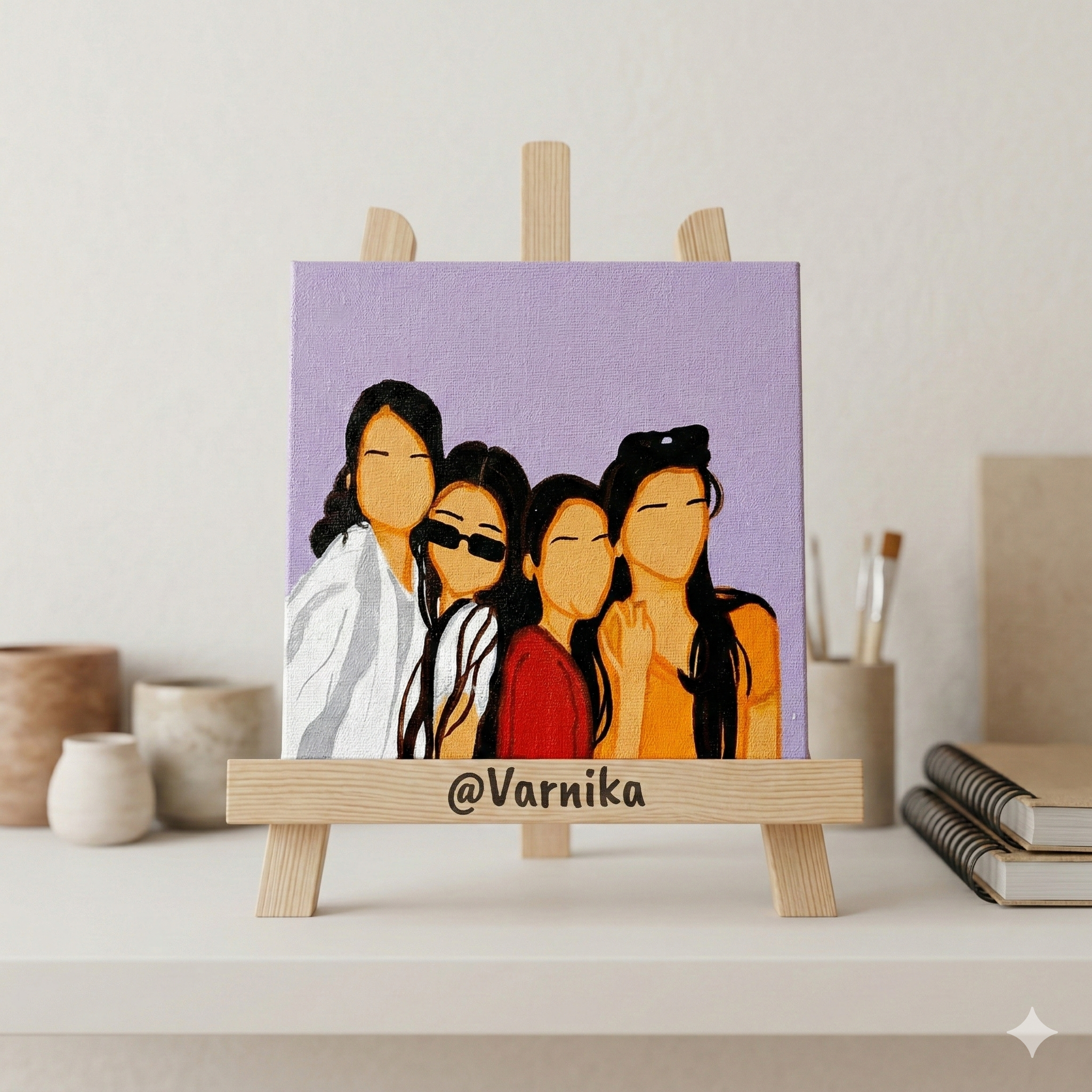 Four Hearts One Soul Doodle Canvas