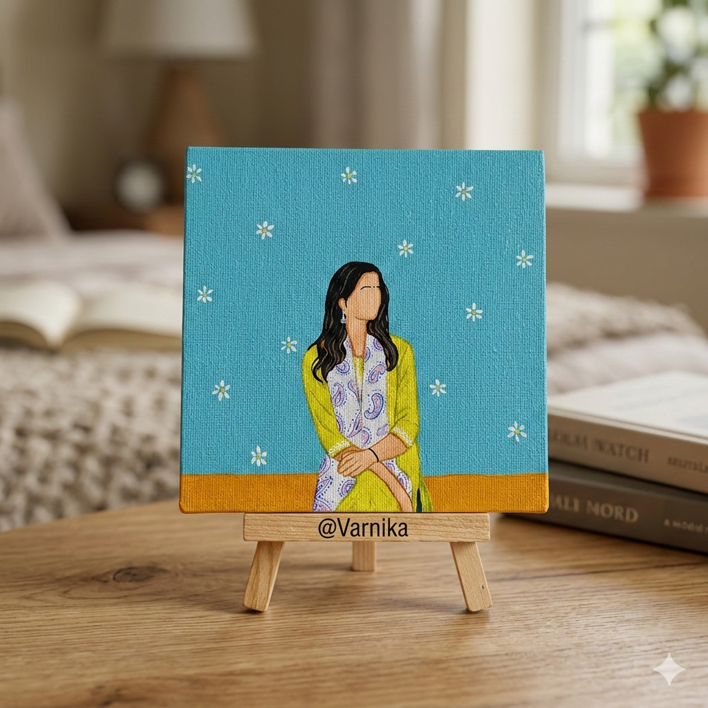 Aesthetic Girl Doodle Canvas
