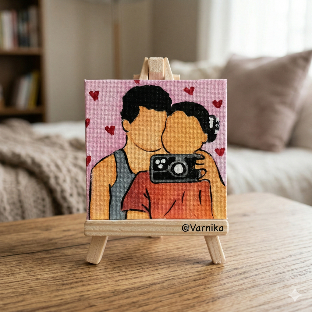 Faceless Couple Doodle Canvas