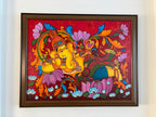 Reclining Ganesha on Lotus – Traditional Kerala Mural Style Handmade Painting