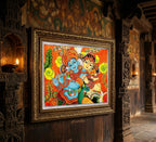 Divine Radha Krishna Kerala Mural Art – 100% Handmade Traditional Painting