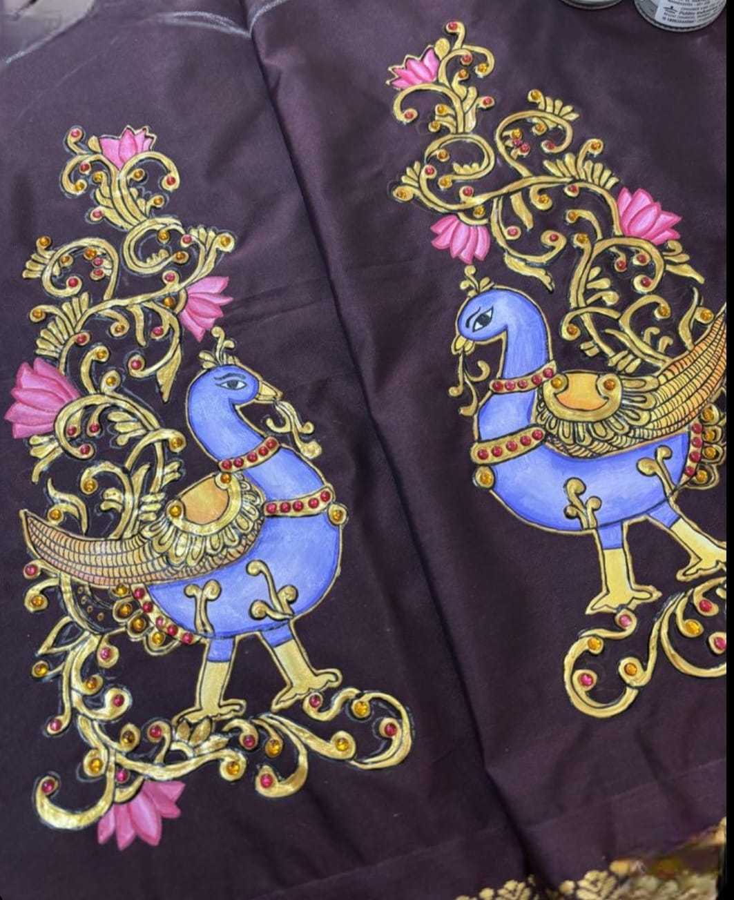 Royal Blue Peacock Sleeve Painting