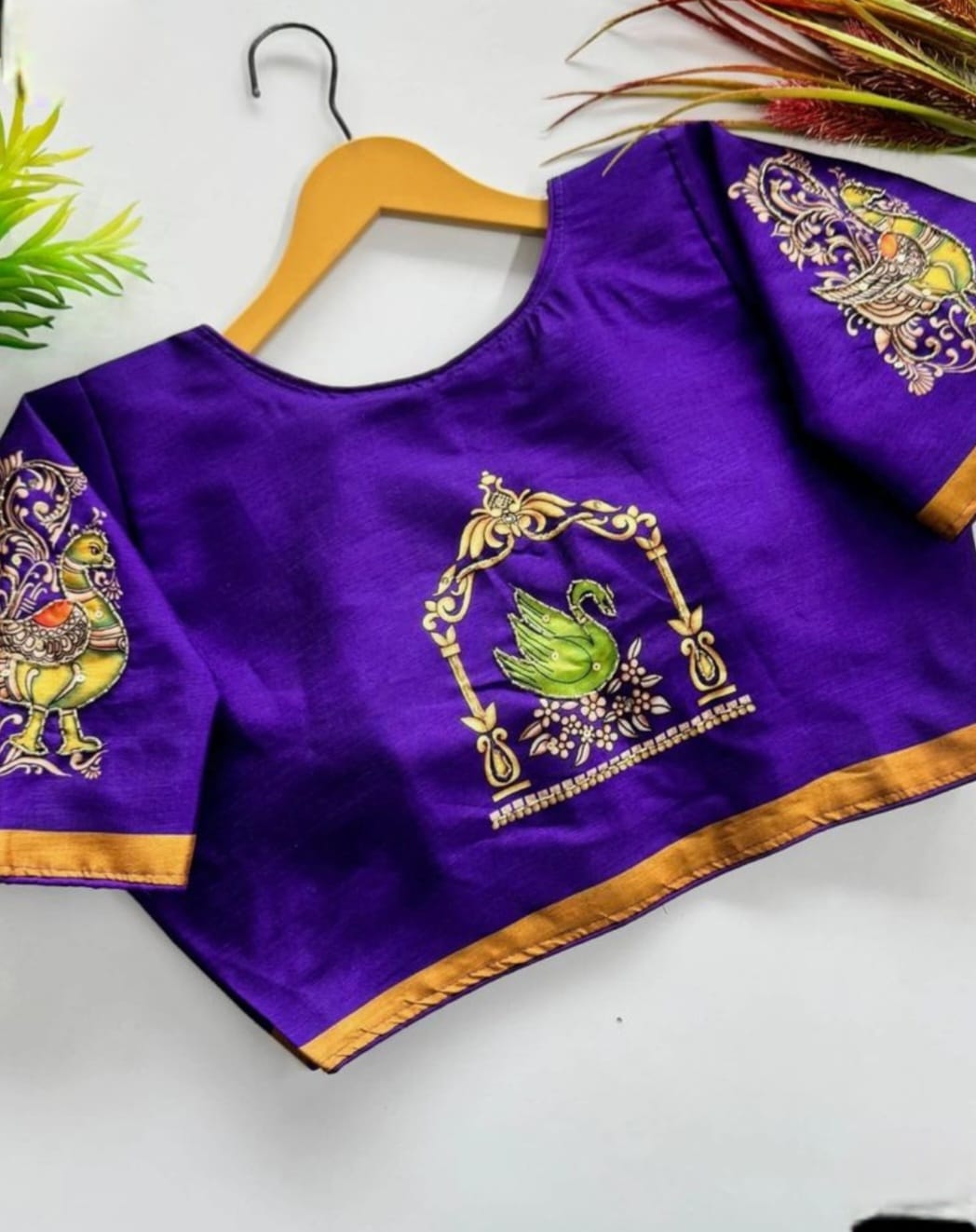 Swan Swing Designer Blouse Painting
