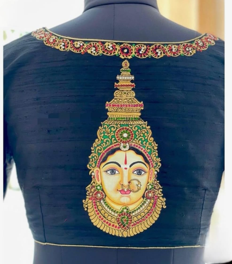 Temple Goddess Thanjavur Blouse Painting