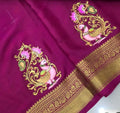 Royal Peacock Lotus Saree Border Painting