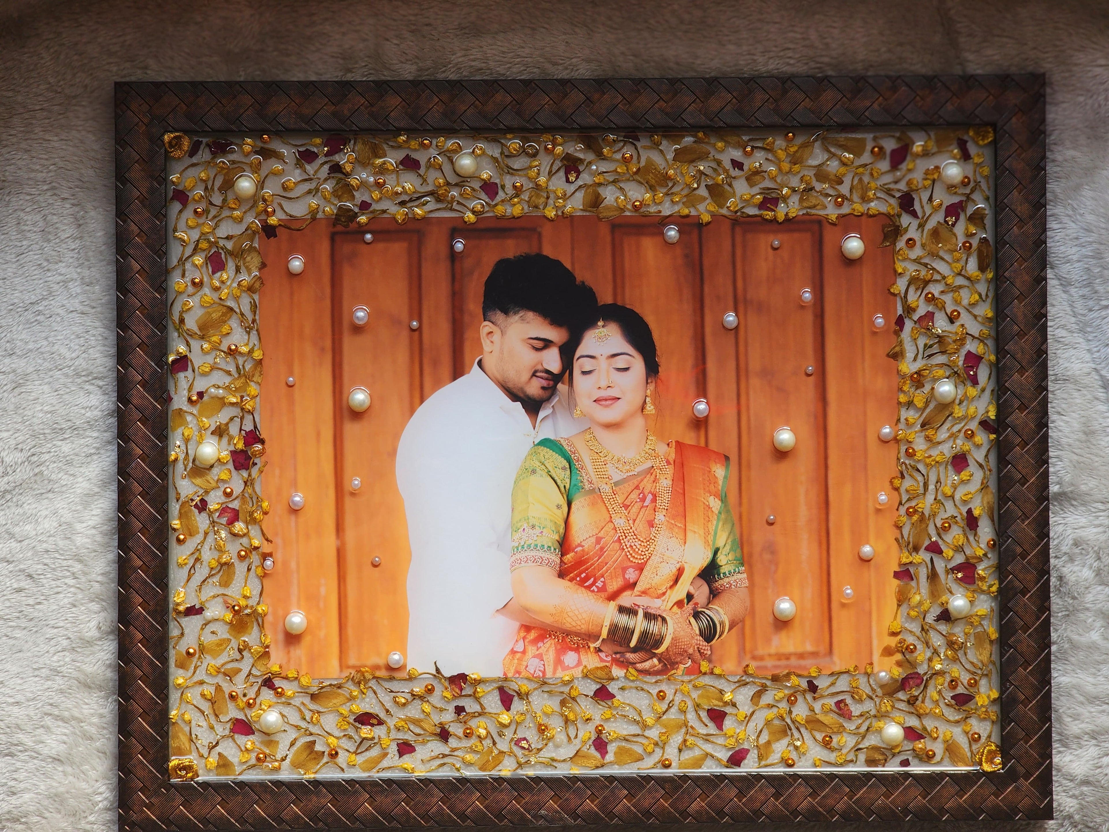 Personalized Floral Resin Photo Frame | Handmade Wedding Memory Keepsake