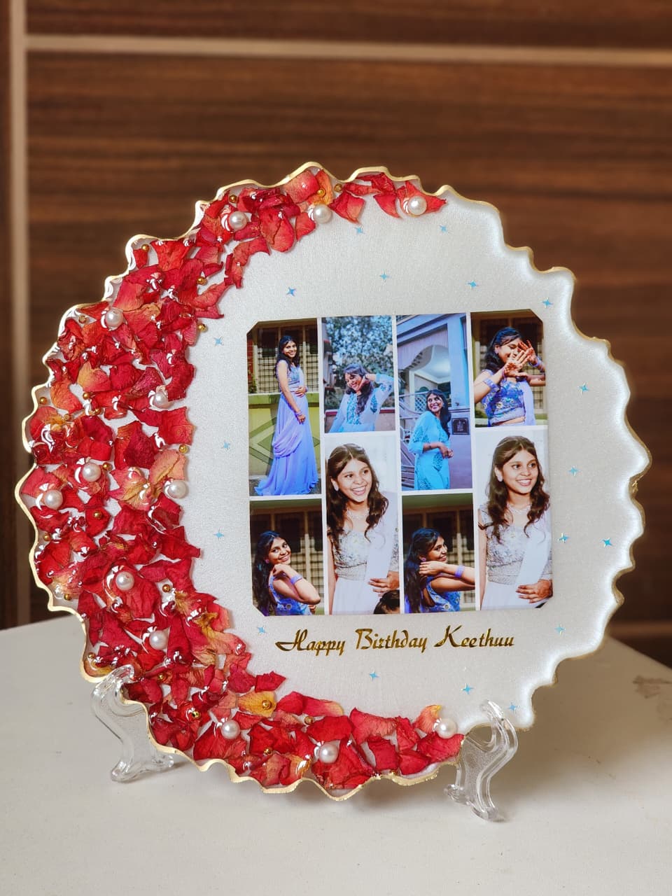 Personalized Floral Resin Photo Frame – 100% Handmade Birthday Memory Keepsake