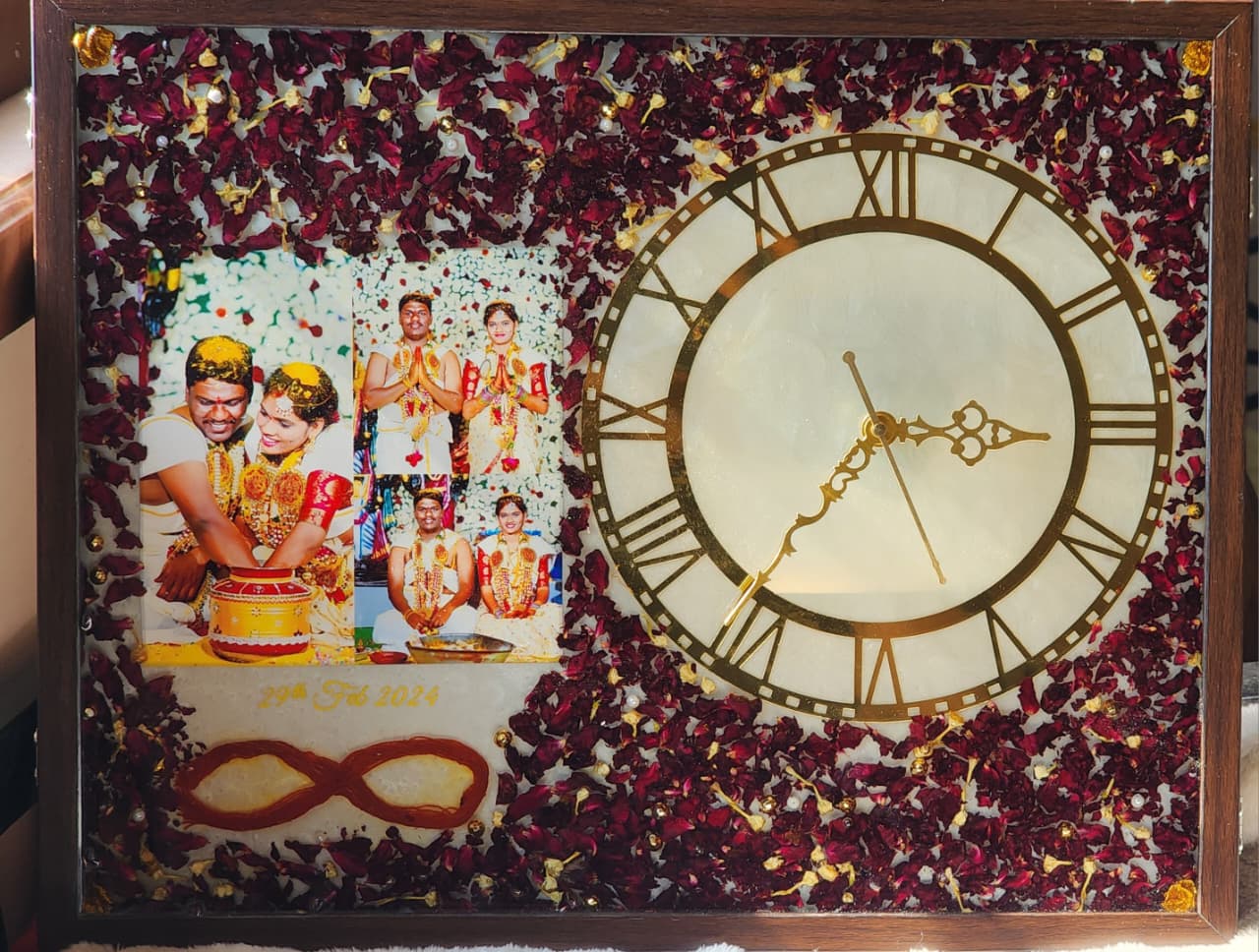 Personalized Resin Photo Clock – 100% Handmade Wedding & Anniversary Gift