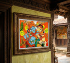 Divine Radha Krishna Kerala Mural Art – 100% Handmade Traditional Painting
