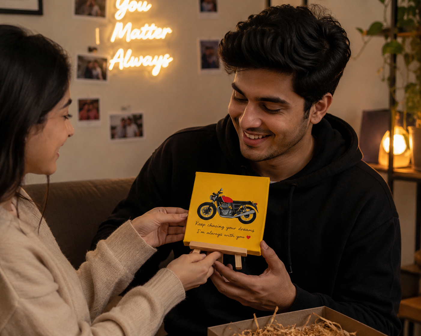 Custom Hand-Painted Motorcycle Canvas Art | Mini Canvas Display