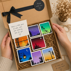 Handpainted Mini Canvas Art Set with Wooden Stands (Set of 7)