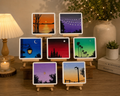 Handpainted Mini Canvas Art Set with Wooden Stands (Set of 7)