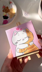 Cute Cat Hug Doodle Canvas