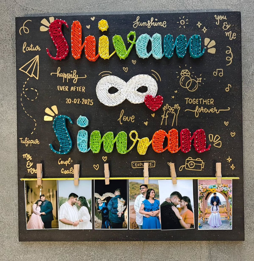 Personalized String Art Photo Memory Board – Couple Edition