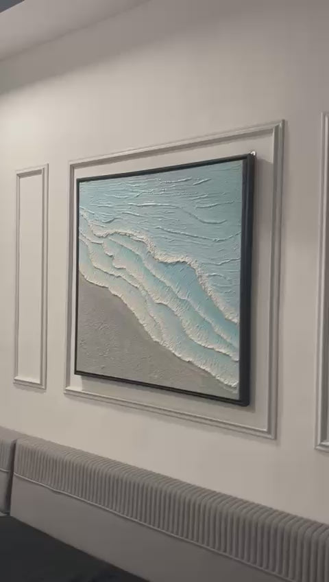 Serene Ocean Waves – Handmade Textured Canvas Art