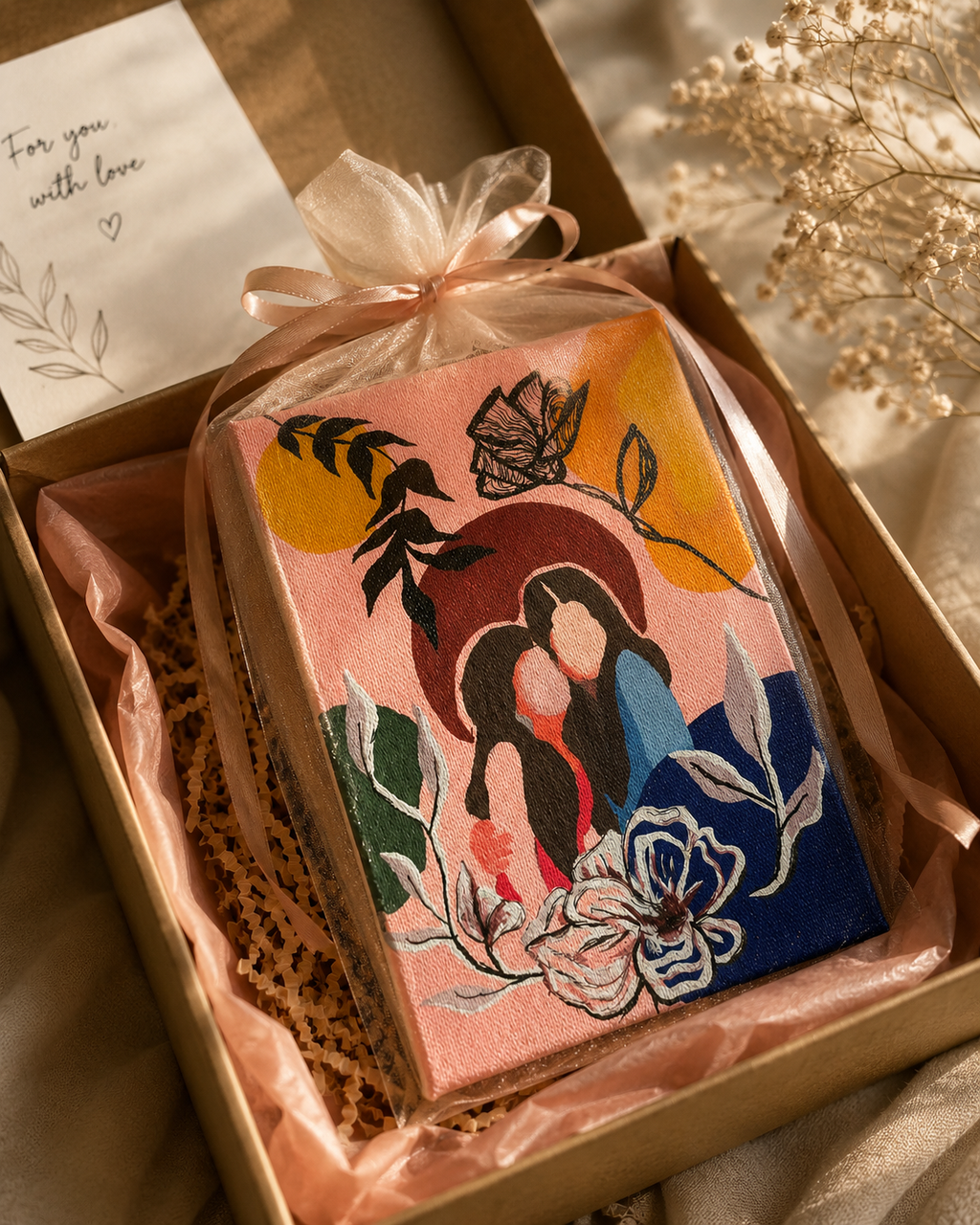 Forever Us – Handpainted Mini Canvas with Wooden Stand