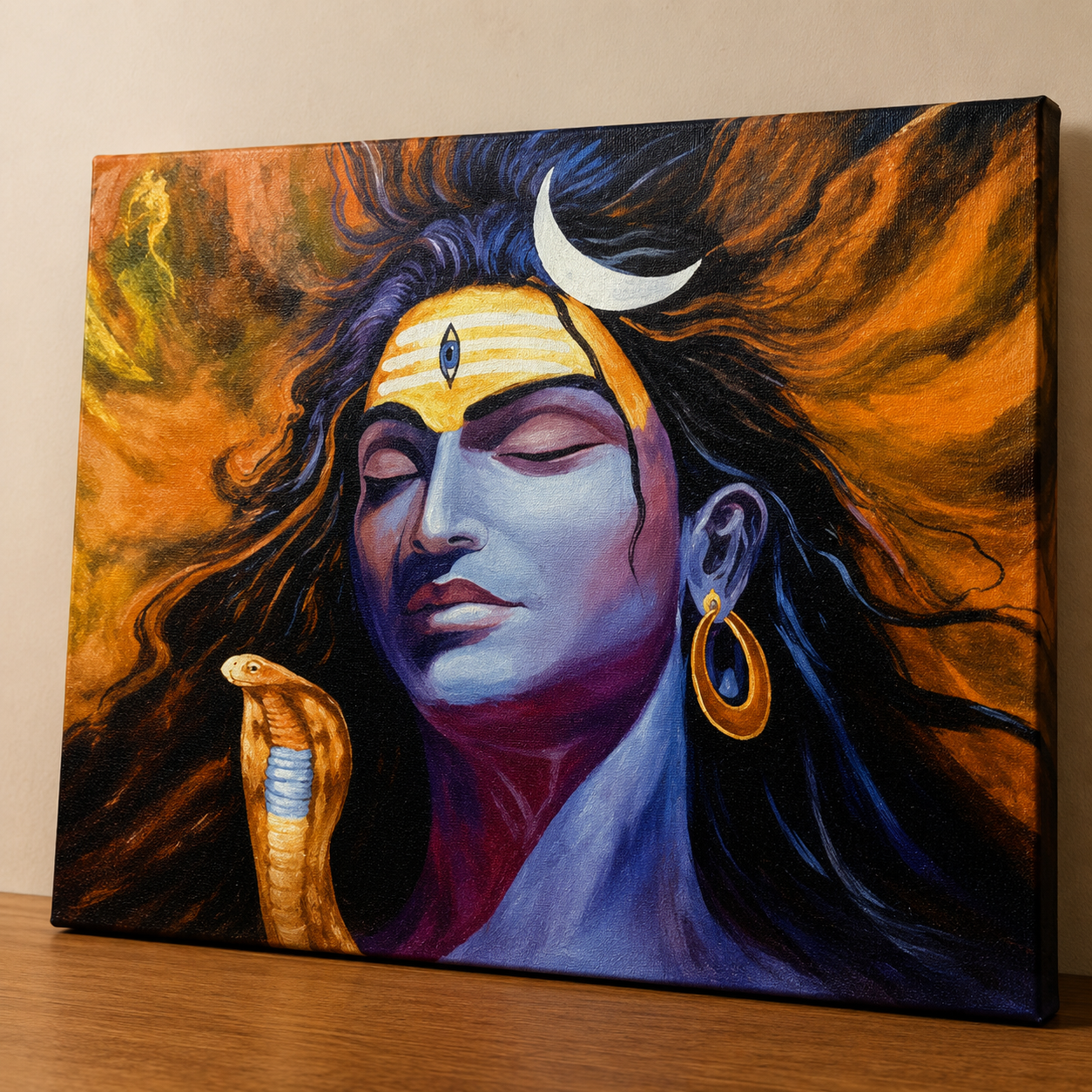 Handmade Lord Shiva Canvas Painting