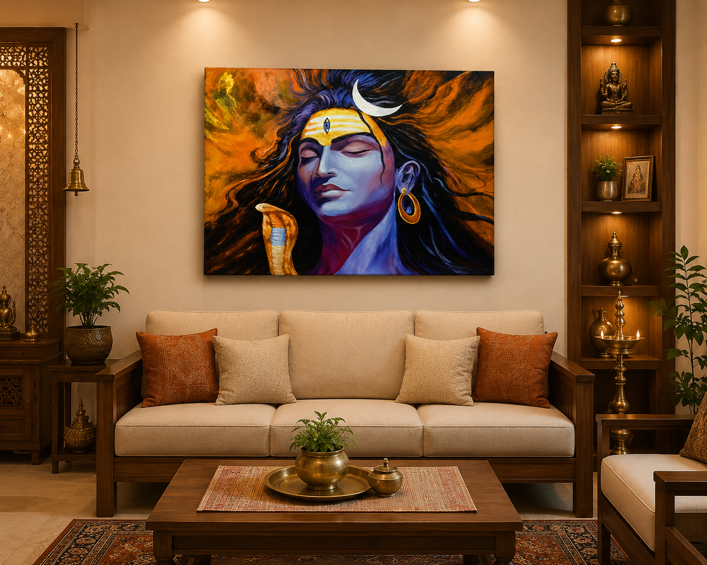 Handmade Lord Shiva Canvas Painting