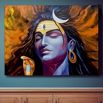 Handmade Lord Shiva Canvas Painting